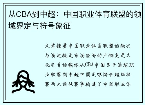 从CBA到中超：中国职业体育联盟的领域界定与符号象征
